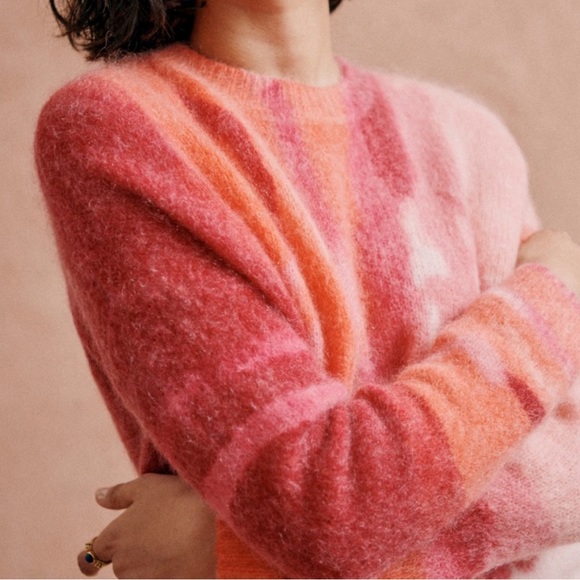 New! Sezane La Maille Judith Jumper Wool Blend Multicolor Sweater Womens Medium - Picture 3 of 15